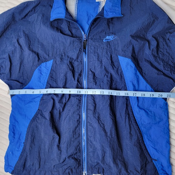 Vintage Nike Windbreaker Jacket M Blue White 90s Y2K Sporty Track Zip Streetwear - Picture 5 of 10